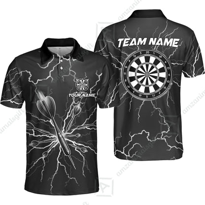 Custom Thunder Lightning Darts Quarter Men Polo Team Shirts,  Custom Darts Team Jerseys Uniform, Personalized Name And Team Name