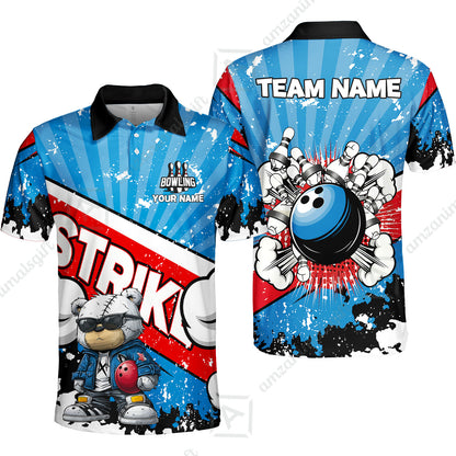 Customized Unisex Polo Shirt, Bowling Hip Hop Cartoon Design, Uniform Bowling - Personalized Name And Team Name