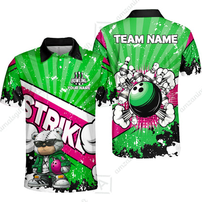 Customized Unisex Polo Shirt, Bowling Hip Hop Cartoon Design, Uniform Bowling - Personalized Name And Team Name