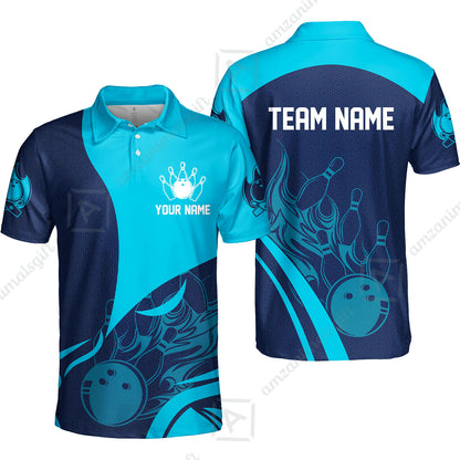 Customized Bowling Polo Shirt, Custom Flame Bowling Uniform Polo Shirt, Multicolor Team Style Jersey for Bowlers