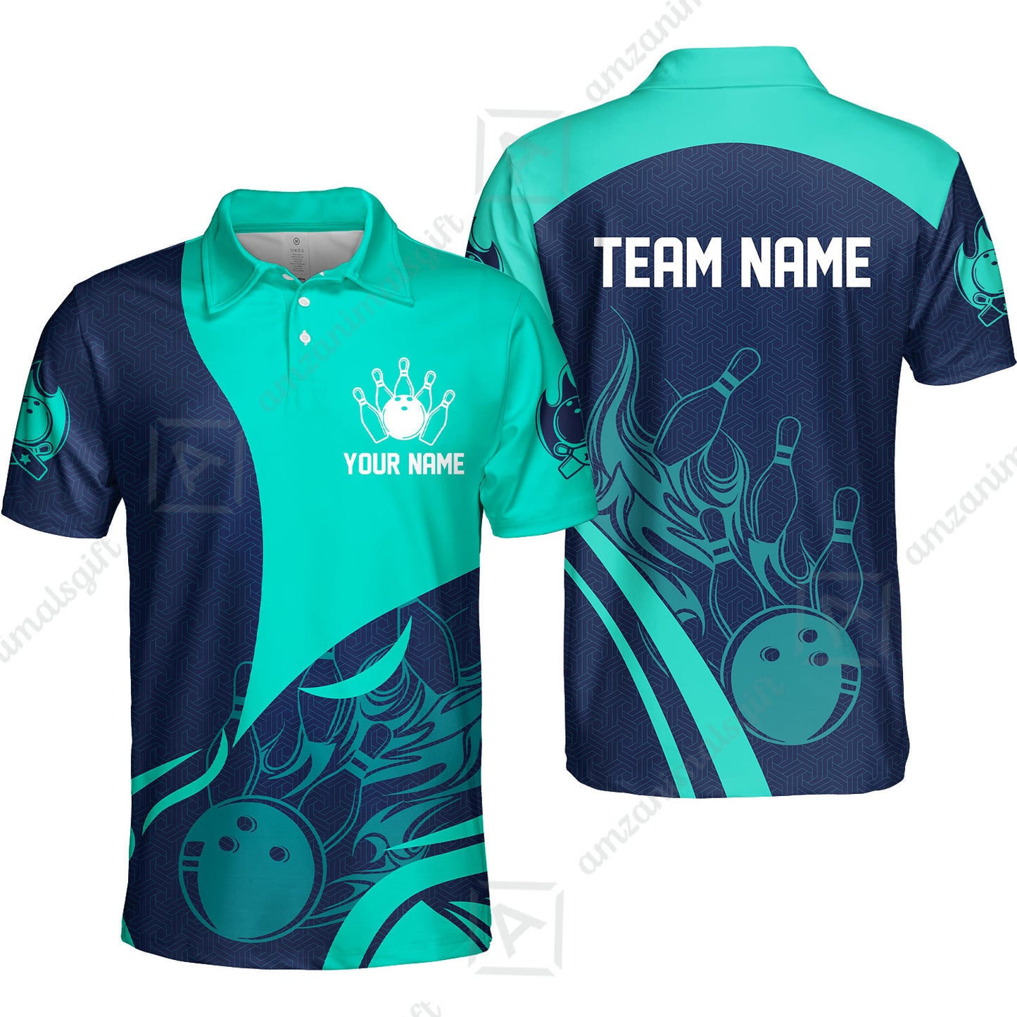 Customized Bowling Polo Shirt, Custom Flame Bowling Uniform Polo Shirt, Multicolor Team Style Jersey for Bowlers
