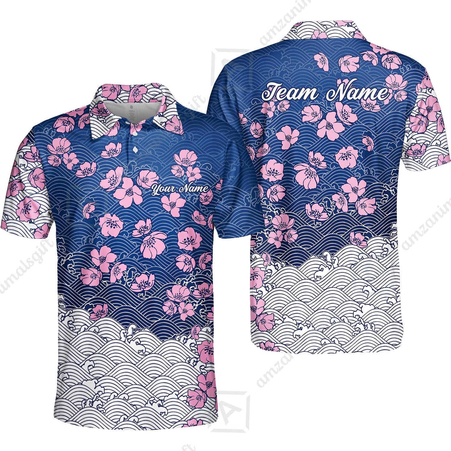 Customized Bowling Quarter-Zip Jersey Polo Shirts, Flowers Cherry Blossom Bowling Shirt For Tournament Team Men Women Bowlers