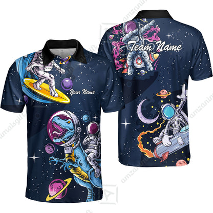 Customized Bowling Unisex Polo Shirt, Seraphic Galaxy Astronaut, Bowling Uniforms, Personalized Name And Team Name
