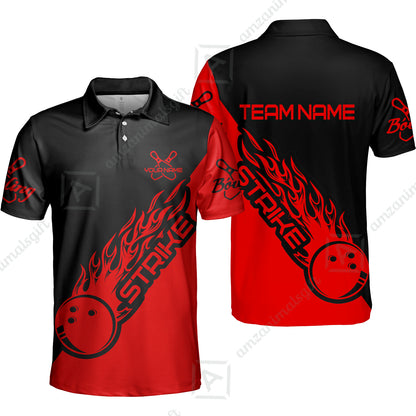 Bowling Customized Jersey Black Red Shirt Strike Ball Bowling Tenpin Quarter Zip Shirt For Bowlers, Bowling Team
