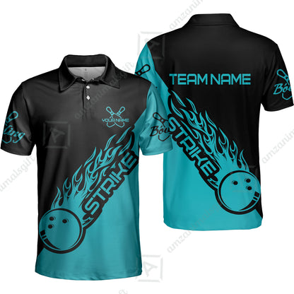 Bowling Customized Jersey Black Turquoise Shirt Strike Ball Bowling Tenpin Quarter Zip Shirt For Bowlers, Bowling Team