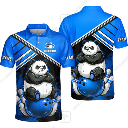 Custom Bowling Jersey Polo Shirt, Panda Mascot Bowling Custom Bowling Jersey Team Shirt For Players With Name & Team Name