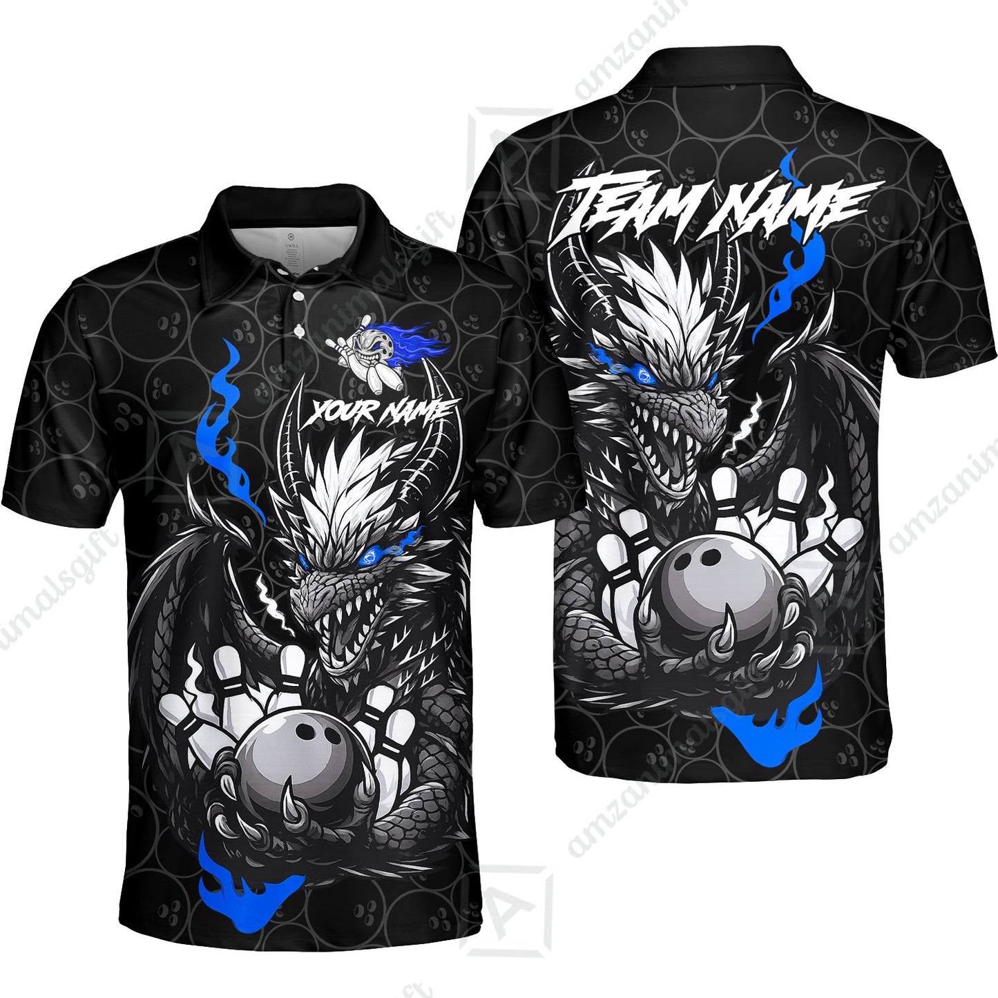 Custom Badass Dragon Bowling Jersey Polo Shirt, Custom Badass Dragon Bowling Team Shirt For Players With Name & Team Name