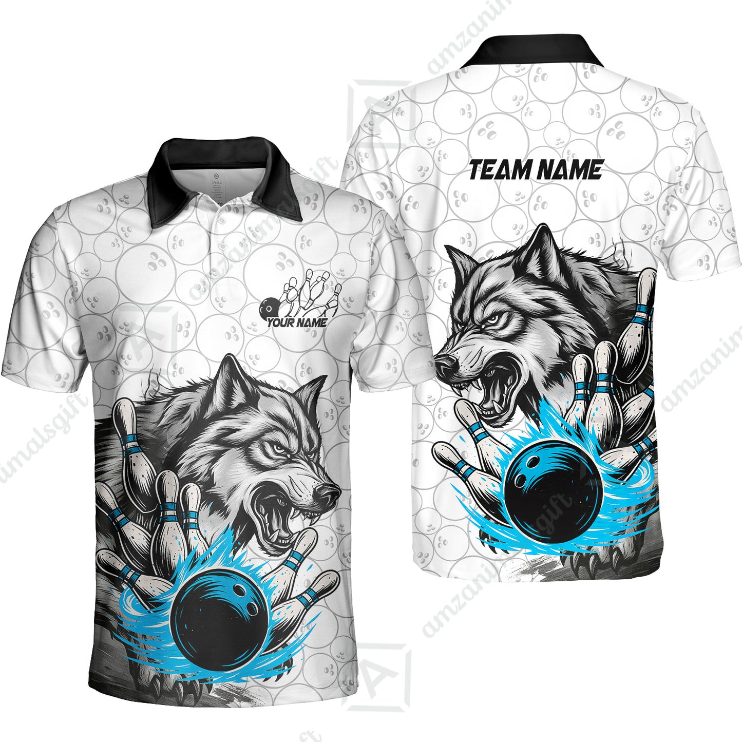Custom Bowling Team Jersey, Wolf Strike Bowling Jersey Multicolor Polo Quarter-Zip Shirts, Custom Bowling Uniforms Jerseys