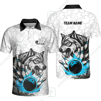 Custom Bowling Team Jersey, Wolf Strike Bowling Jersey Multicolor Polo Quarter-Zip Shirts, Custom Bowling Uniforms Jerseys