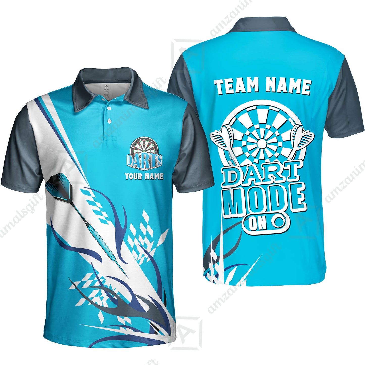 Custom Darts Mode On Multi-Color Team Jersey Polo Quarter-Zip Shirts, Customized Name Team Name Darts Team Jerseys Uniform