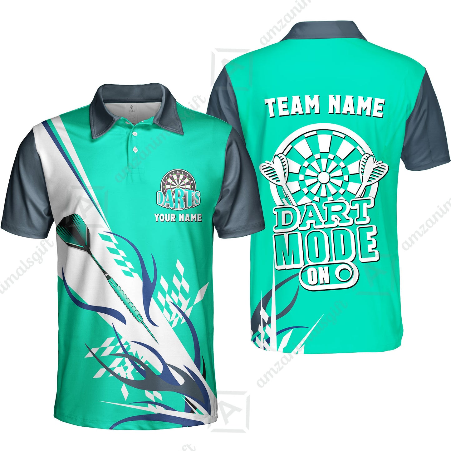Custom Darts Mode On Multi-Color Team Jersey Polo Quarter-Zip Shirts, Customized Name Team Name Darts Team Jerseys Uniform