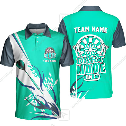 Custom Darts Mode On Multi-Color Team Jersey Polo Quarter-Zip Shirts, Customized Name Team Name Darts Team Jerseys Uniform
