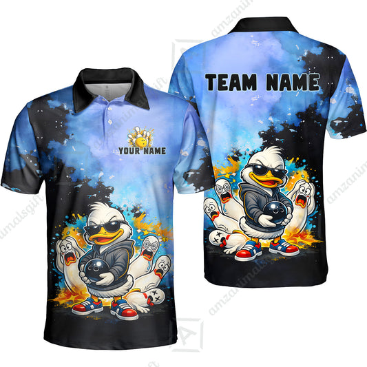 Custom Bowling Polo Shirt, Funny Screaming Pins Bowling Custom Bowling Polo Team Shirt For Players With Name & Team Name