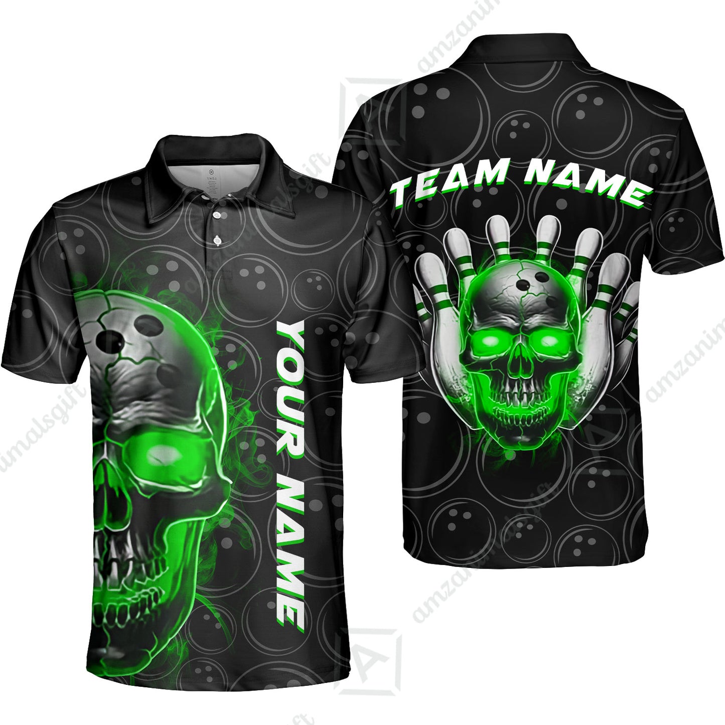 Customized Bowling Team Jersey Skull Flaming In Bowling Pattern Personalized Name Team Name Quarter-Zip Jerseys For Bowlers
