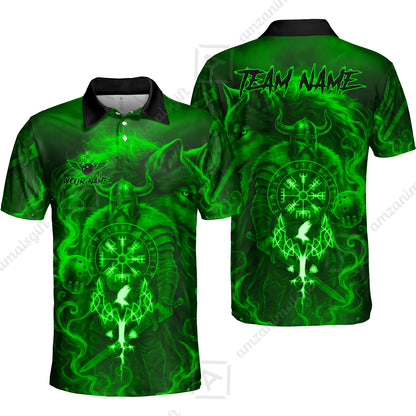 Customized Bowling Unisex Polo Shirt, Bowling Viking Man and Wolf, Bowling Uniform - Personalized Name And Team Name