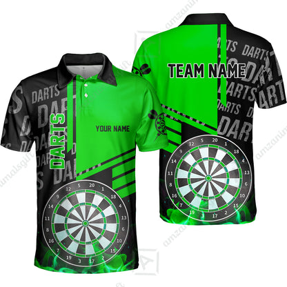 Custom Fire Darts Men Polo Team Shirts, Custom Darts League Team Jersey Polo , Custom Darts Team Jerseys Uniform