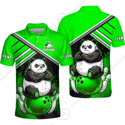 Custom Bowling Jersey Polo Shirt, Panda Mascot Bowling Custom Bowling Jersey Team Shirt For Players With Name & Team Name