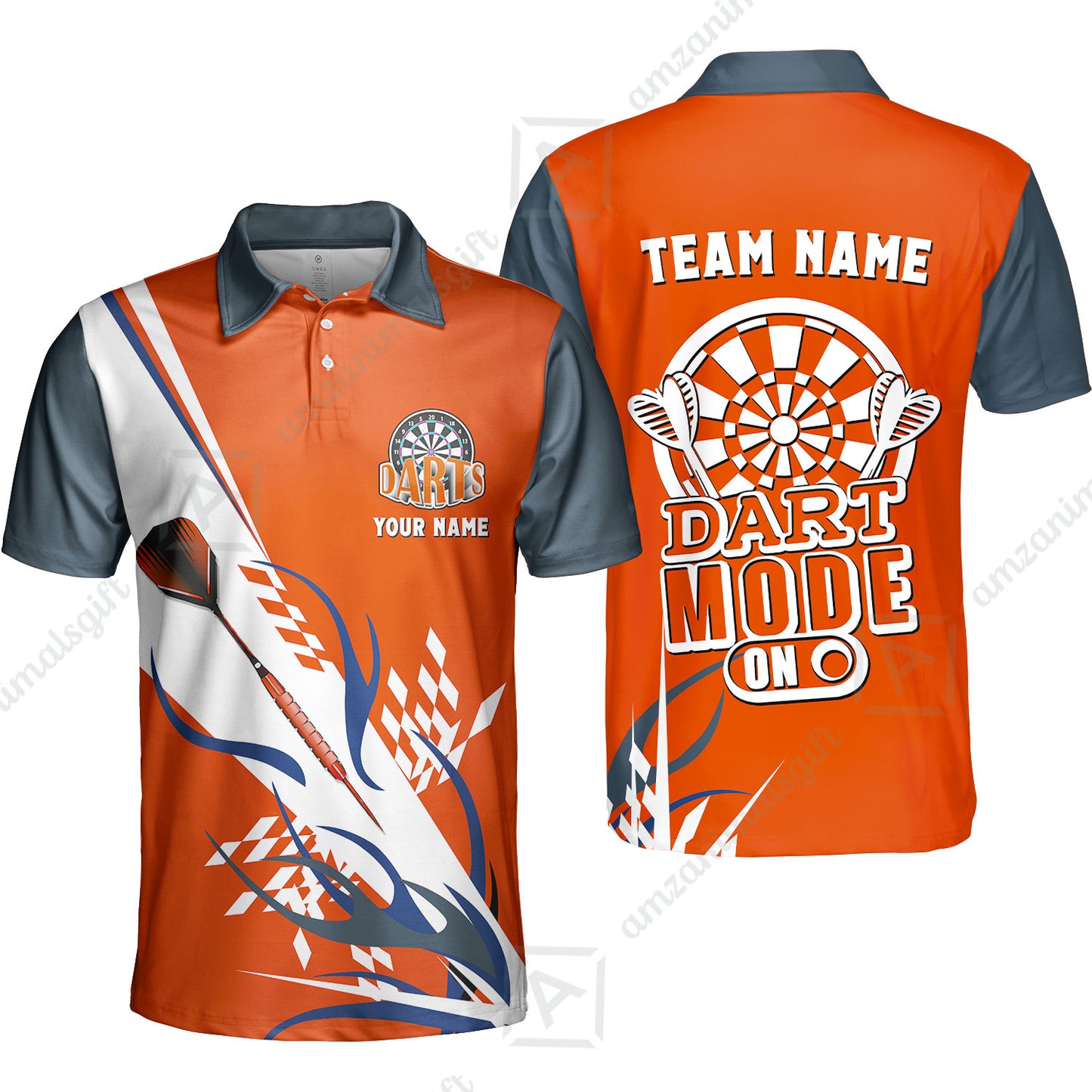 Custom Darts Mode On Multi-Color Team Jersey Polo Quarter-Zip Shirts, Customized Name Team Name Darts Team Jerseys Uniform