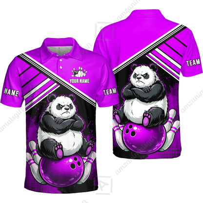 Custom Bowling Jersey Polo Shirt, Panda Mascot Bowling Custom Bowling Jersey Team Shirt For Players With Name & Team Name