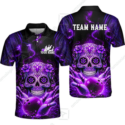 Customized Darts Team Jersey, Sugar Skull Bowler, Personalized Polo Shirt For Players With Name & Team Name