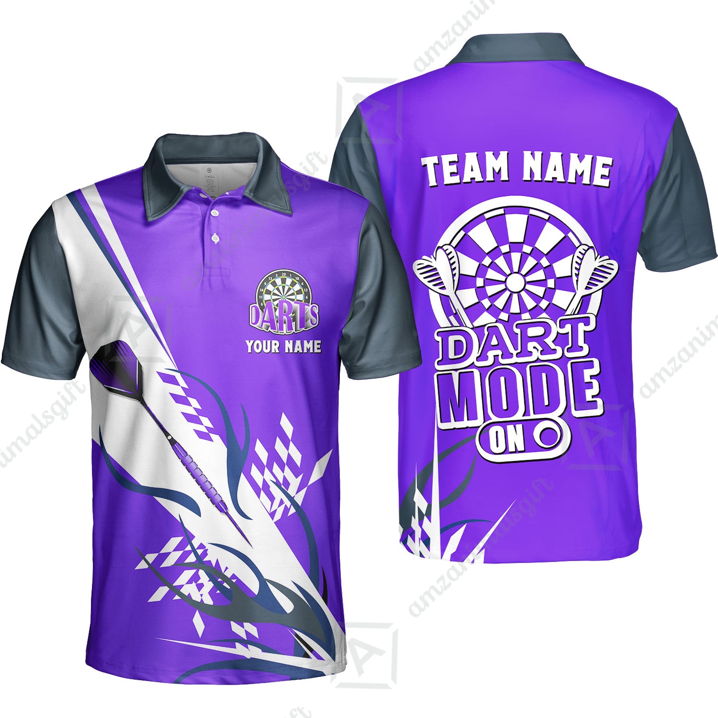 Custom Darts Mode On Multi-Color Team Jersey Polo Quarter-Zip Shirts, Customized Name Team Name Darts Team Jerseys Uniform