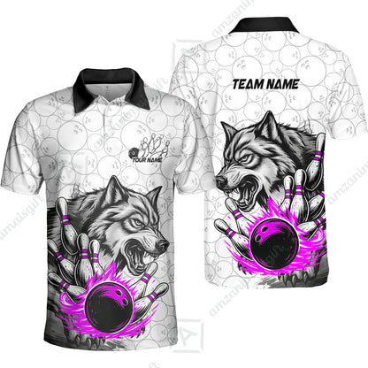 Custom Bowling Team Jersey, Wolf Strike Bowling Jersey Multicolor Polo Quarter-Zip Shirts, Custom Bowling Uniforms Jerseys