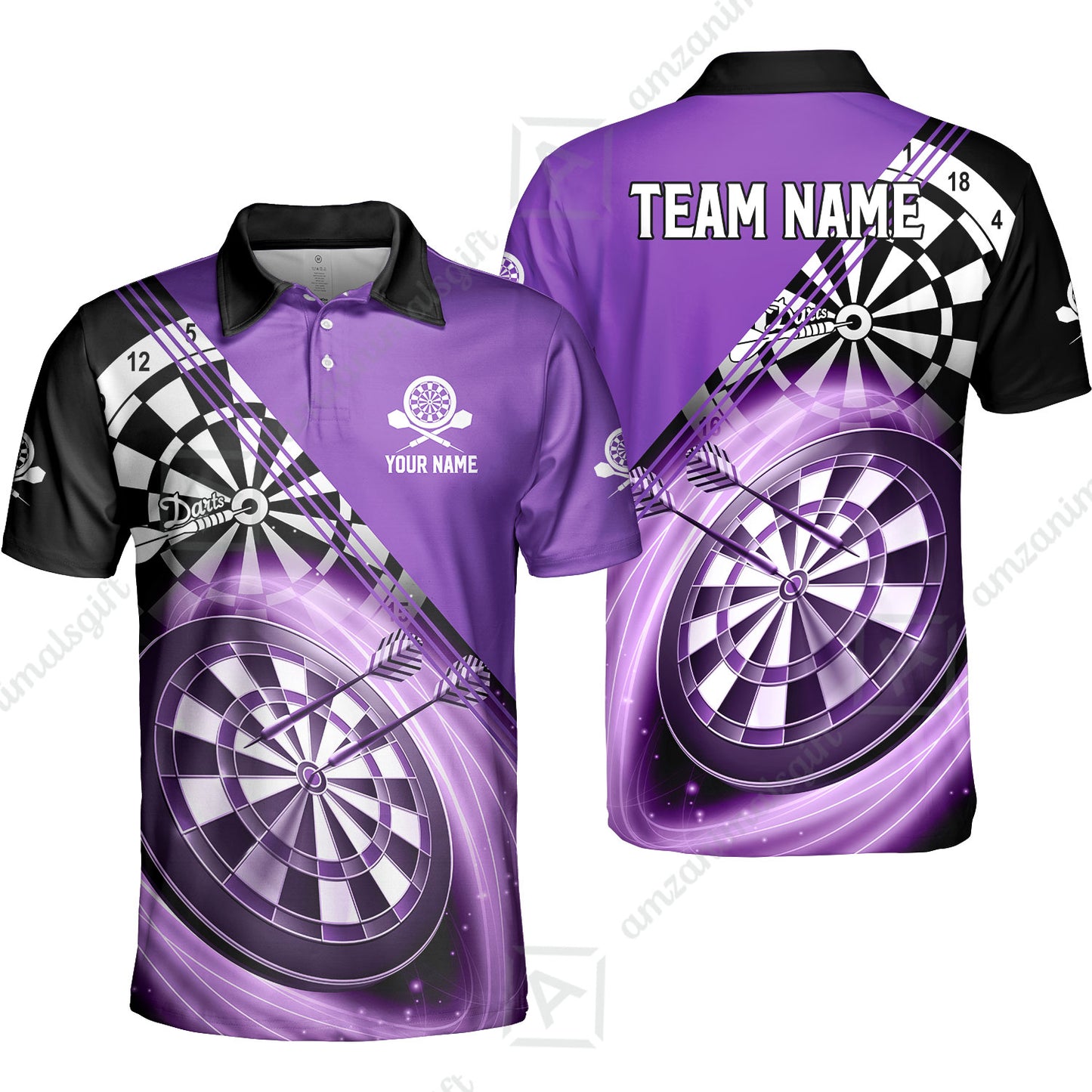 Custom Tailored Darts Team Jersey Polo Quarter-Zip Shirts, Customized Name Team Name Darts Team Jerseys Uniform
