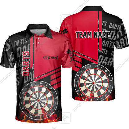 Custom Turquoise Fire Darts Unisex Polo, Custom Darts League Team Jersey Polo , Custom Darts Team Jerseys Uniform