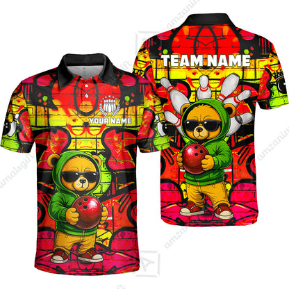 Custom Bowling Jersey Polo Shirt, Urban Street Art Bowling, Custom Bowling Jersey Team Shirt For Players With Name & Team Name