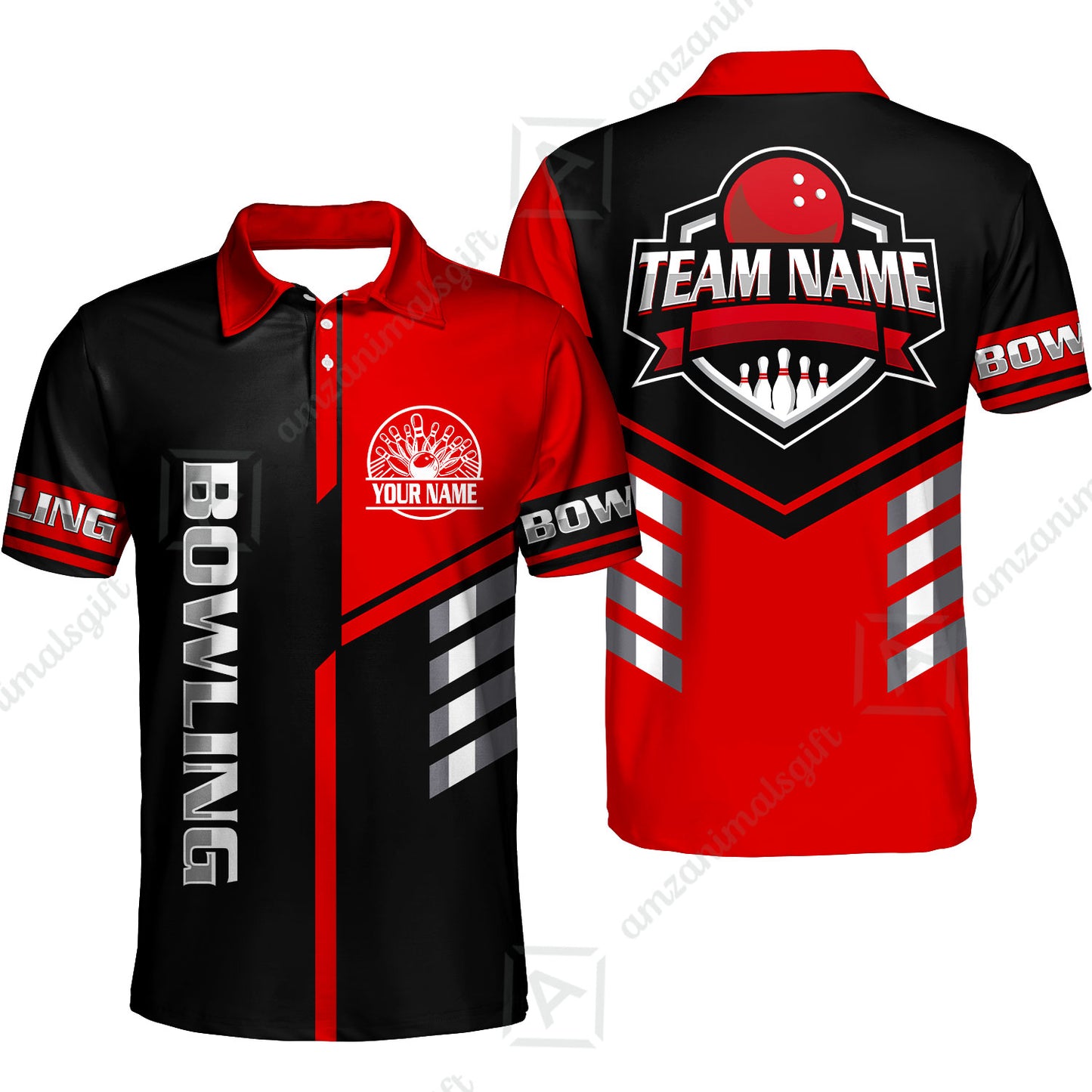 Custom Bowling Team Shirt – Modern Split Design Multicolor Option Personalized Jersey Bowling Uniform For League Players