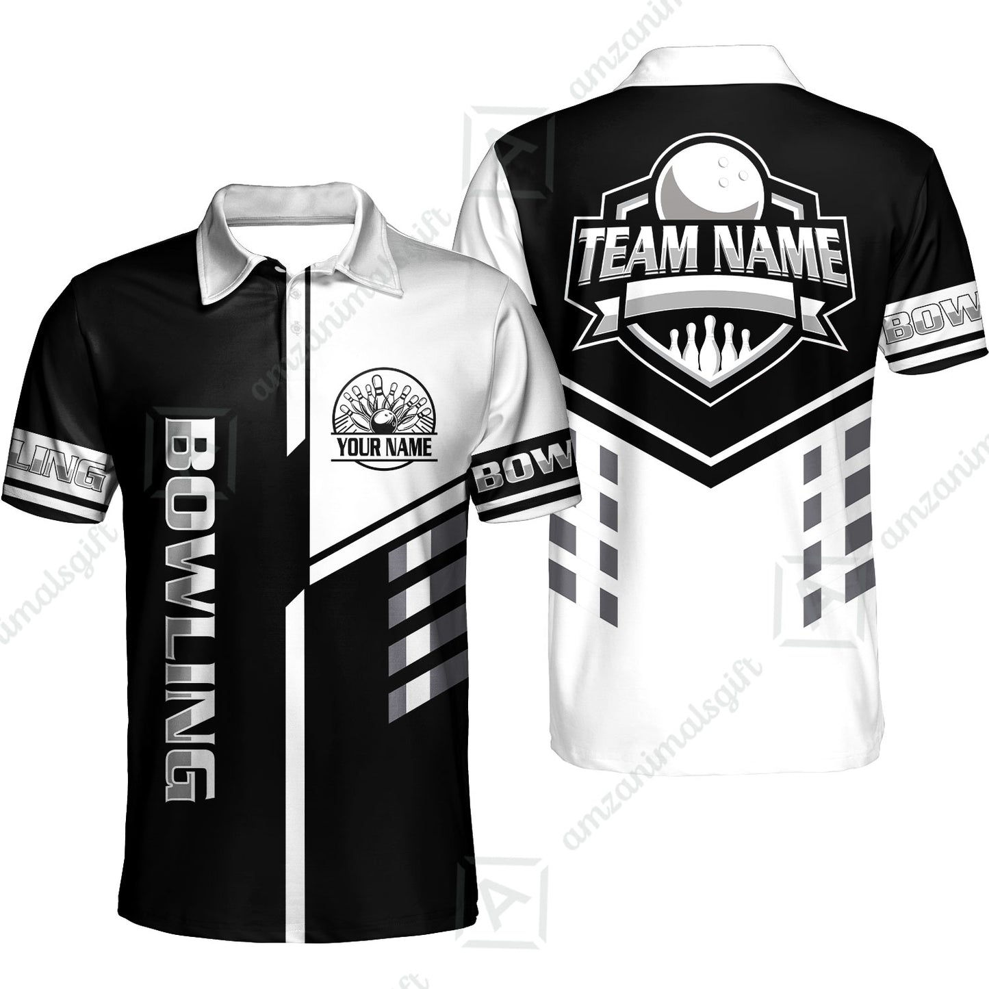 Custom Bowling Team Shirt – Modern Split Design Multicolor Option Personalized Jersey Bowling Uniform For League Players