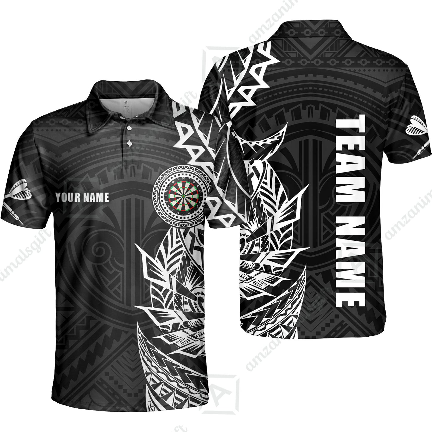 Custom Tribal Darts Team Men Polo Shirts, Darts uniforms Tribal Darts Personalized Name And Team Name
