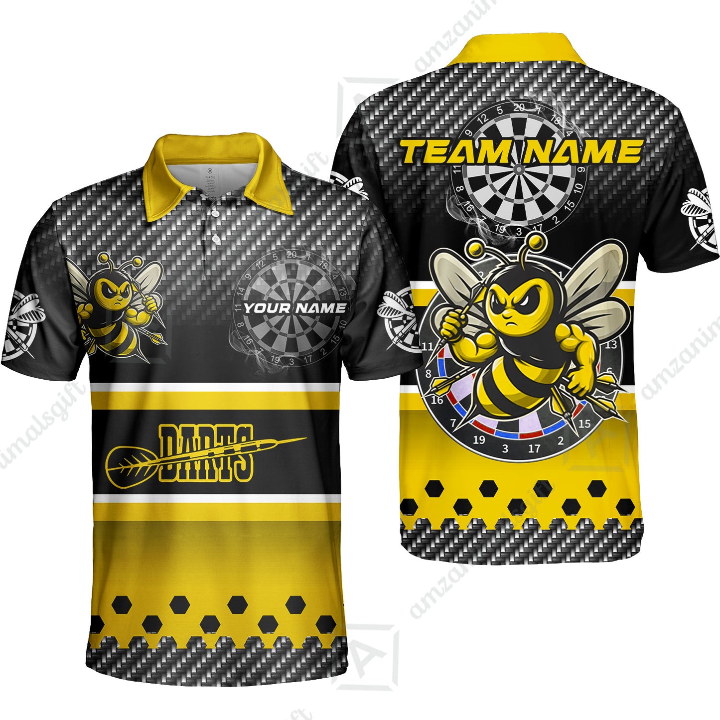 Custom Funny Bee Darts Unisex Polo Team Shirts, Custom Team League Darts Jersey Polo , Custom Darts Team Jerseys Uniform