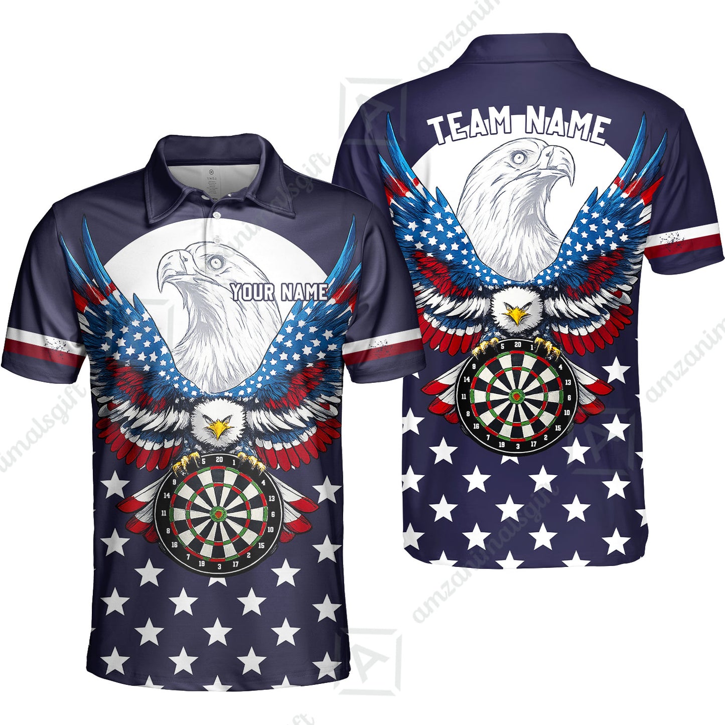 Custom Darts Jersey Polo Shirt, American Eagle, Custom Dart Jersey Team Shirt For Players With Name & Team Name