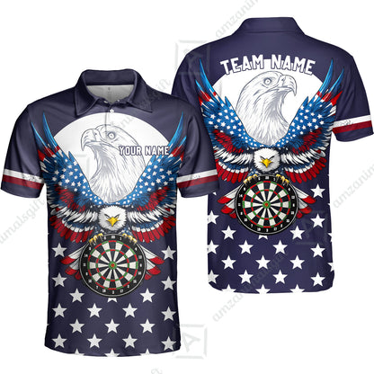 Custom Darts Jersey Polo Shirt, American Eagle, Custom Dart Jersey Team Shirt For Players With Name & Team Name