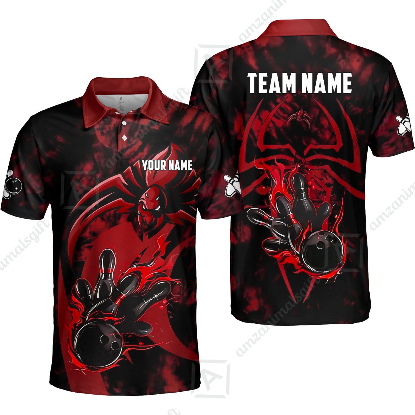 Custom Bowling Jersey Polo Shirt, Neon Venom Spider Monster, Custom Bowling Jersey Team Shirt For Players With Name and Team Name