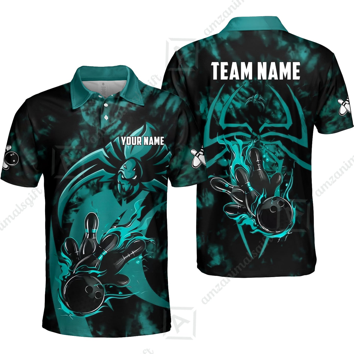 Custom Bowling Jersey Polo Shirt, Neon Venom Spider Monster, Custom Bowling Jersey Team Shirt For Players With Name and Team Name