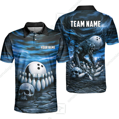 Custom Full Moon Werewolf Bowling Jersey Polo Shirt, Custom Full Moon Werewolf Bowling Jersey Team Shirt For Players With Name & Team Name