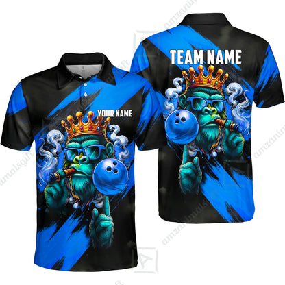 Custom Bowling Jersey Polo Shirt, Gorilla Boss King, Custom Bowling Jersey Team Shirt For Players With Name & Team Name