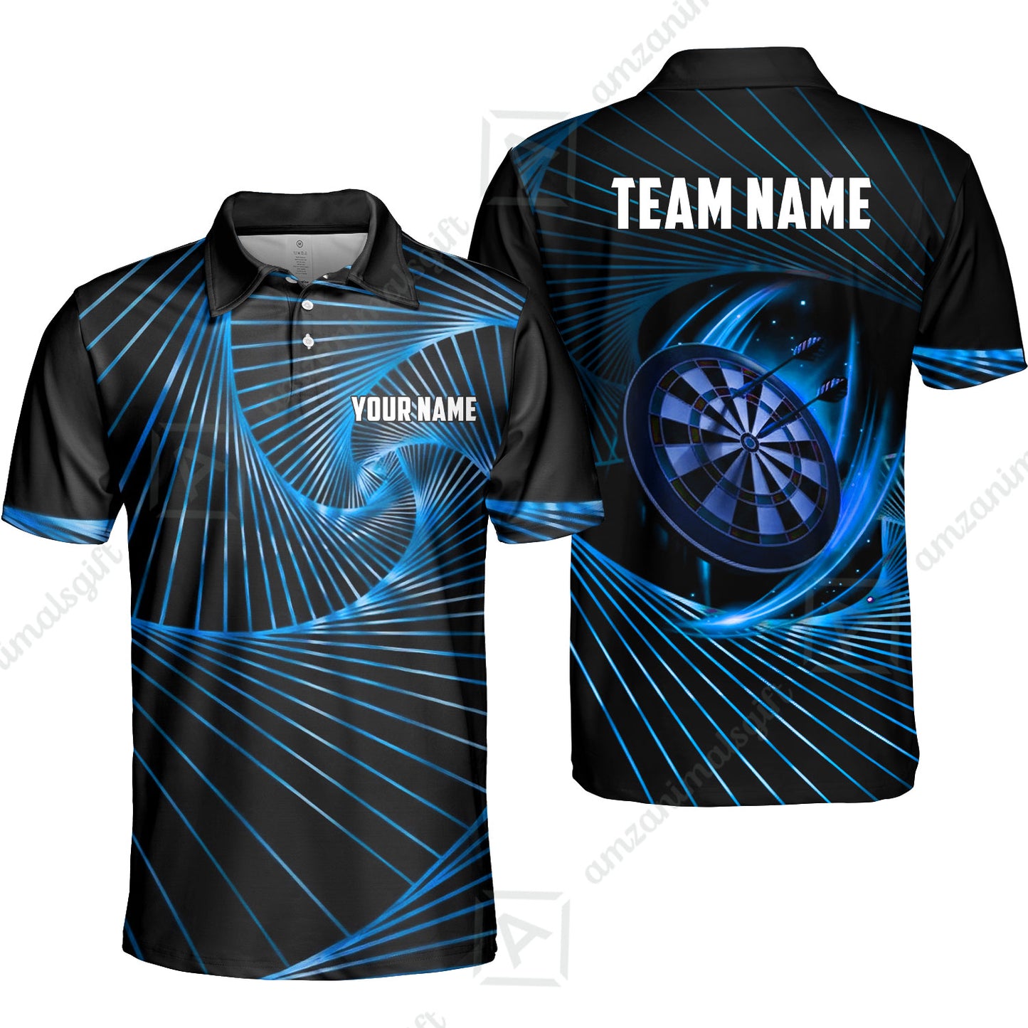 Custom Darts Team Jersey, Personalized Dark Flame Dart Polo Shirt For Players With Name & Team Name