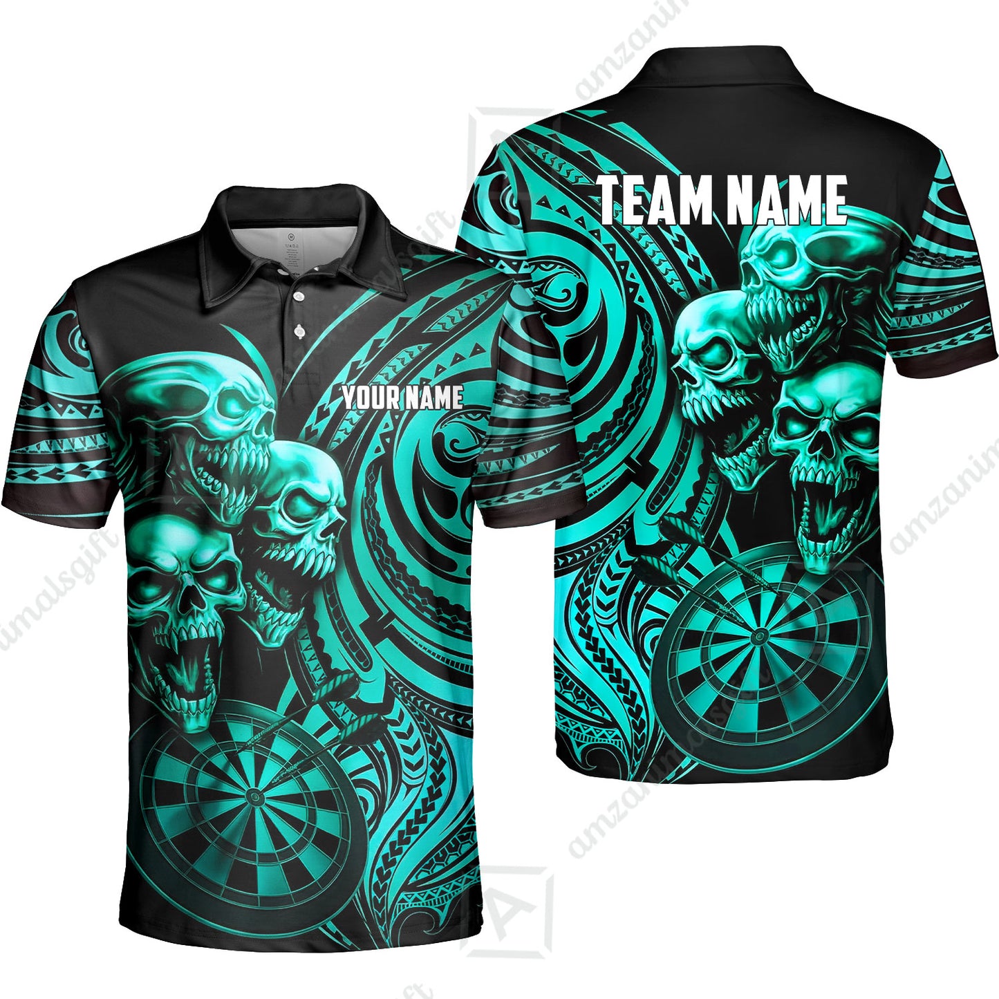 Custom Darts Team Jersey, Personalized Neon Skull Jersey Shirt For Players With Name & Team Name