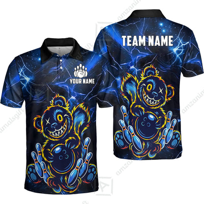 Custom Creepy Teddy Bowling Jersey Polo Shirt, Custom Creepy Teddy Bowling Jersey Team Shirt For Players With Name & Team Name