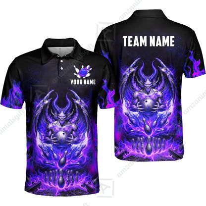 Custom Hellfire Bowling Jersey Polo Shirt, Custom Hellfire Bowling Jersey Team Shirt For Players With Name & Team Name