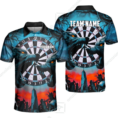 Custom Darts Team Jersey, Personalized Black Forest Wolves Dart Polo Shirt For Players With Name & Team Name
