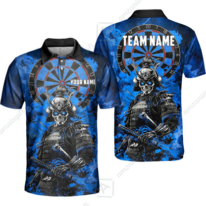 Custom Darts Team Jersey, Personalized Skull Samurai Dartboard Dart Polo Shirt For Players With Name & Team Name