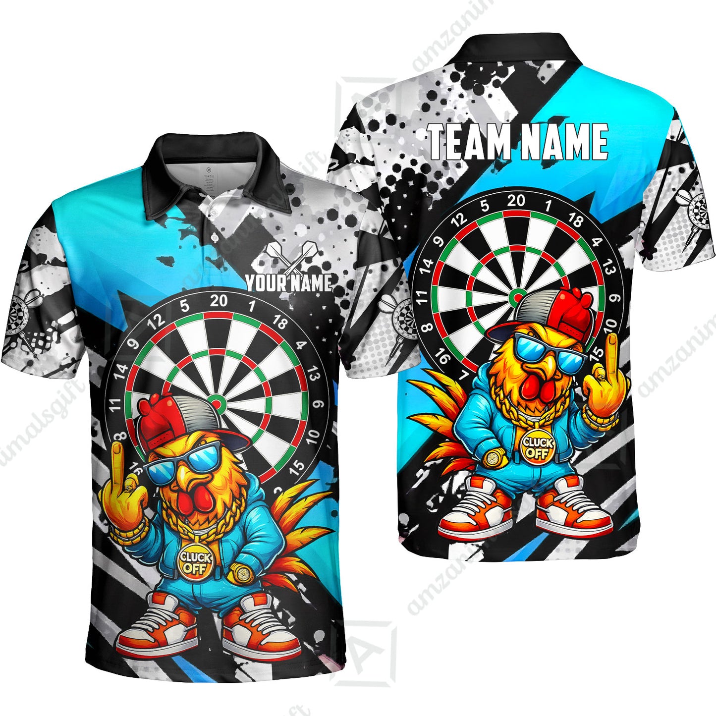 Custom Darts Team Jersey, Personalized Street Rebel Rooster Darts Polo Shirt For Players With Name & Team Name