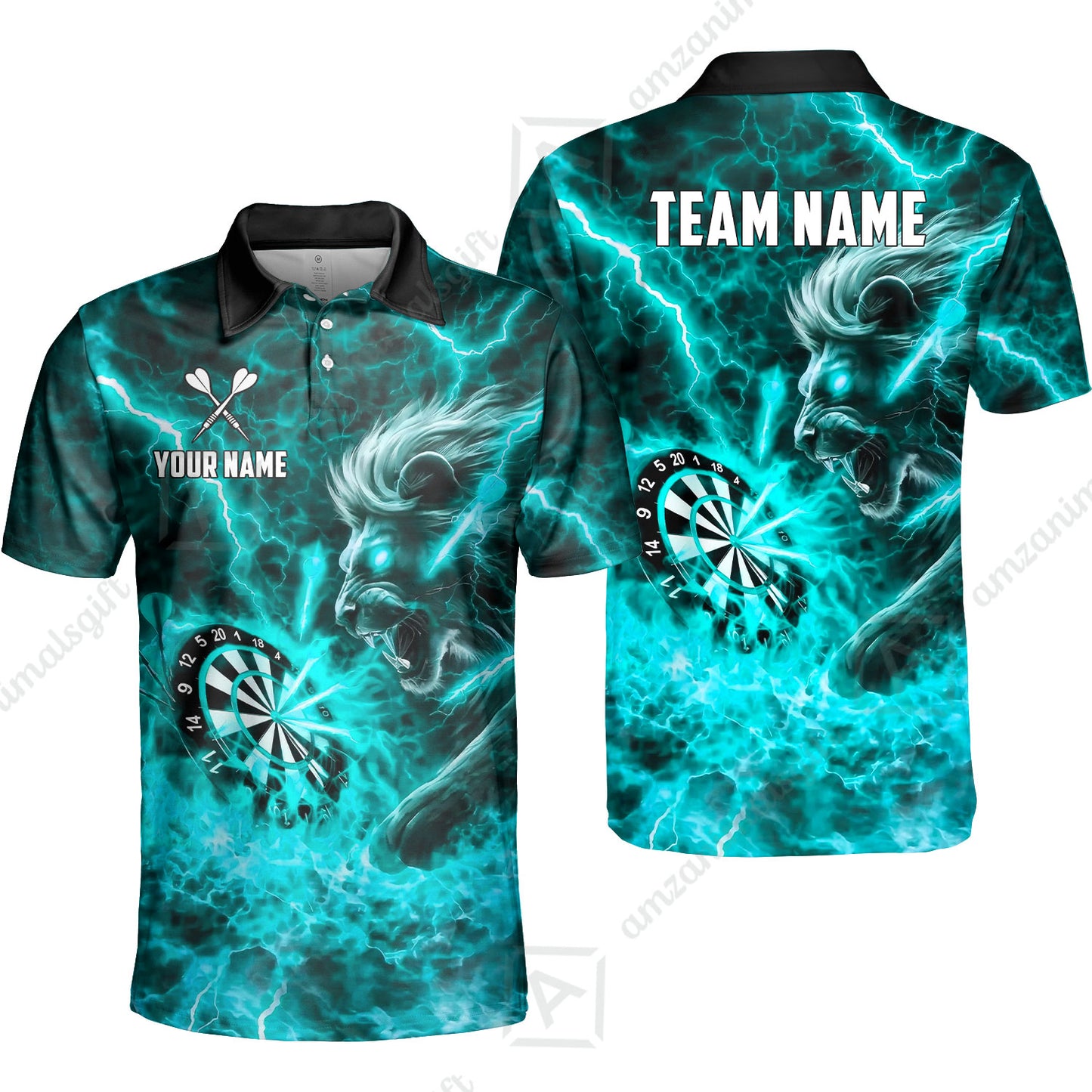 Custom Darts Team Jersey, Personalized Lightning Lion Jersey Shirt For Players With Name & Team Name