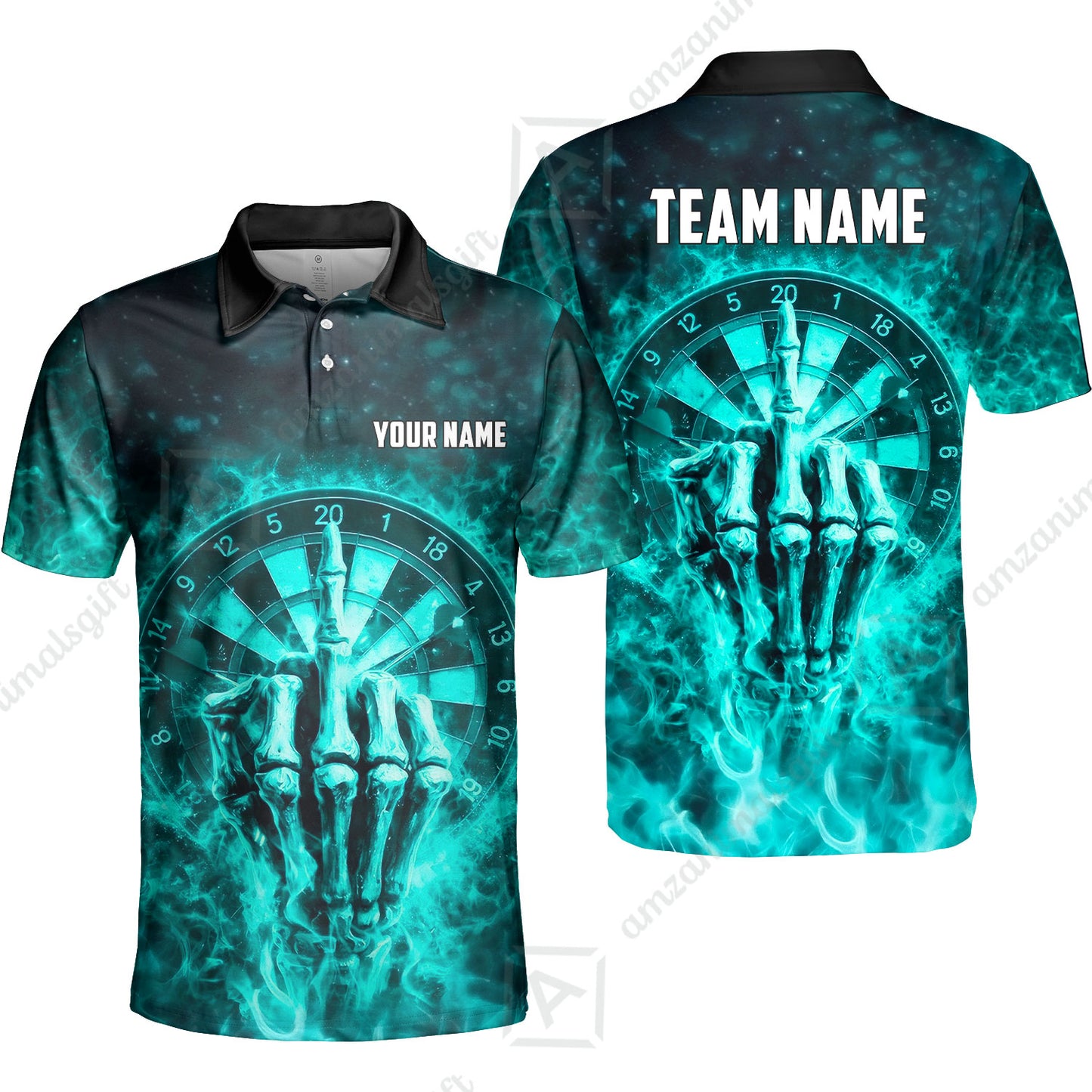 Custom Darts Team Jersey, Personalized Reaper Bullseye Dart Polo Shirt For Players With Name & Team Name
