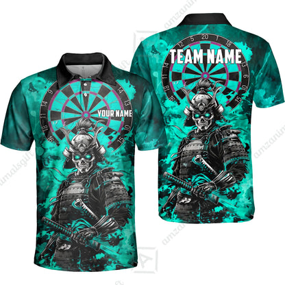 Custom Darts Team Jersey, Personalized Skull Samurai Dartboard Dart Polo Shirt For Players With Name & Team Name