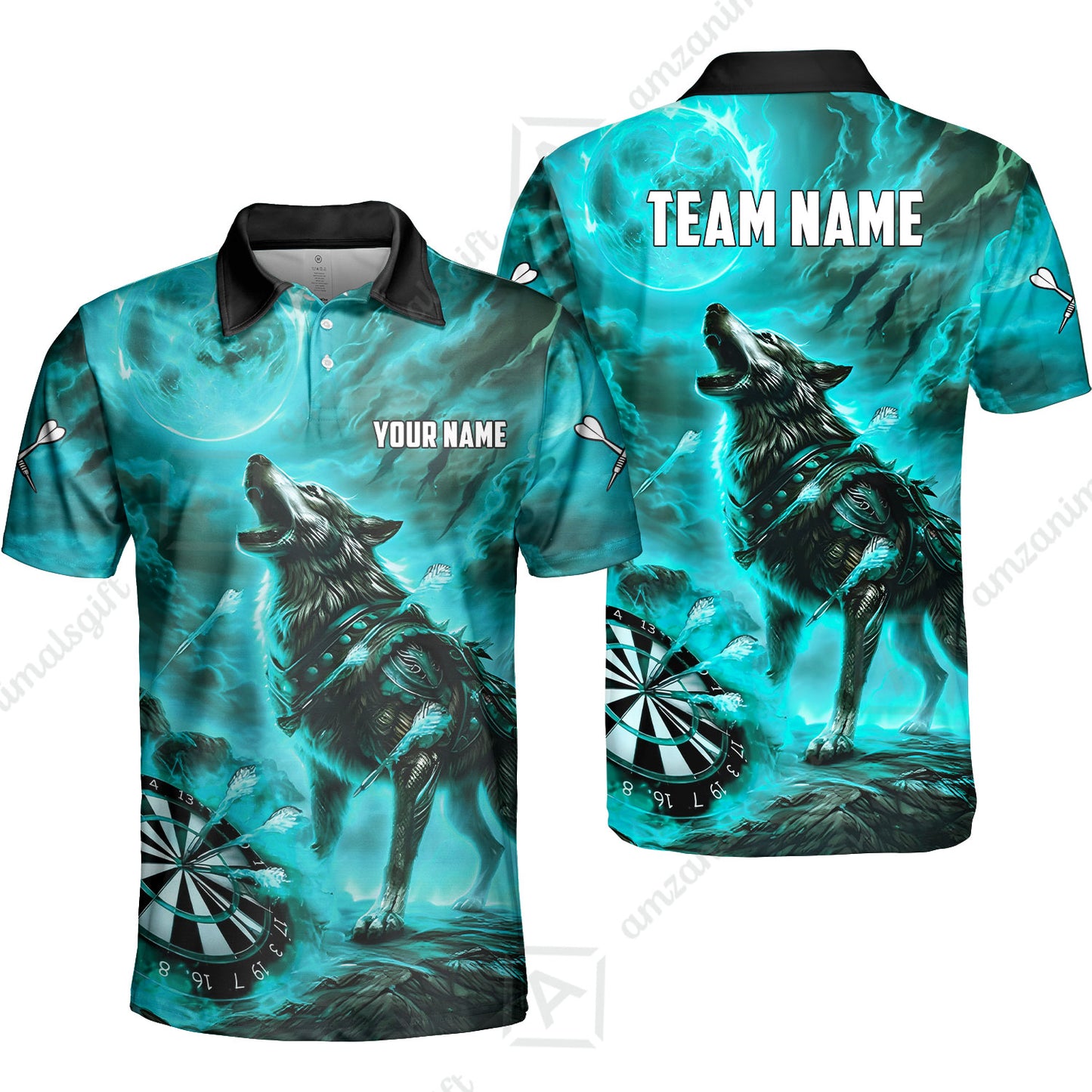 Custom Darts Team Jersey, Personalized Flaming Wolf Jersey Shirt For Players With Name & Team Name